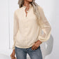 V-neck Solid Color Jacquard Polka-dot Long-sleeved Shirt With Wood Ears