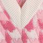 Women's V-Neck Sleeveless Check Pullover Knit Vest