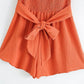 Women's Style Cotton Crepe Short Sleeve Belt Fashion Jumpsuit