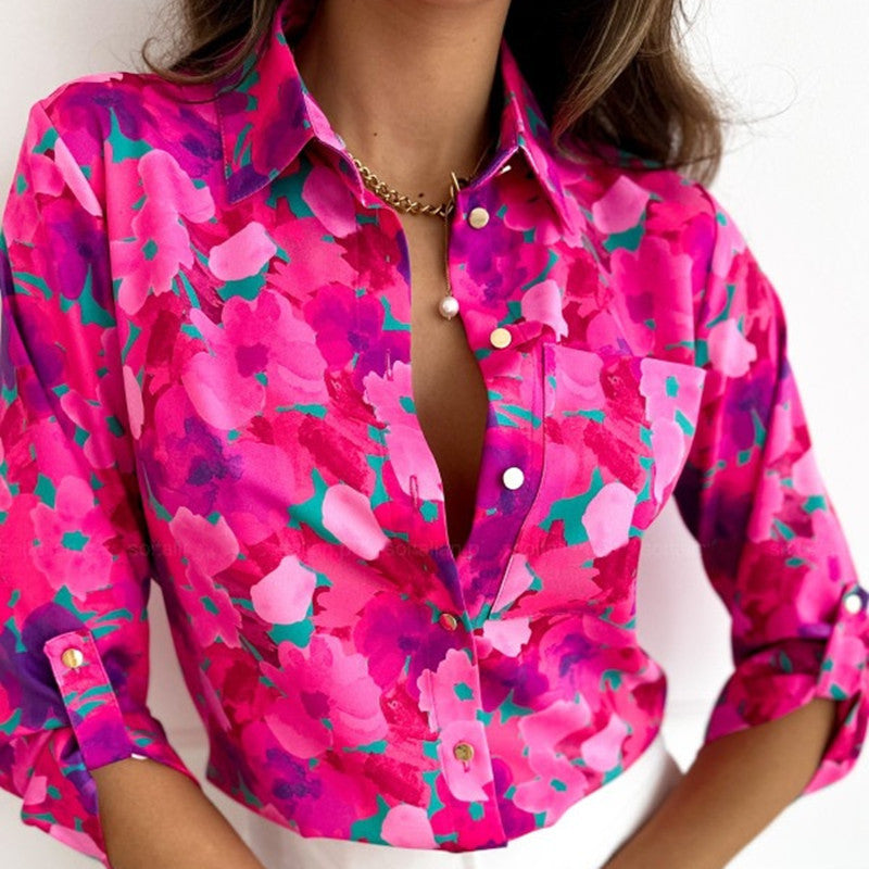 Women's Digital Printed Cardigan Long-sleeved Shirt