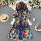 Temperament Slim Long Heavy-duty Pleated Design Print Holiday Skirt