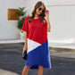 Women's Round Neck Short Sleeve Mid-length Irregular Loose Dress