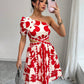 Symmetrical Neckline Hollow Waist Women's Dress