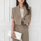 Feminine Tie Waist Casual Pants Two Piece Set