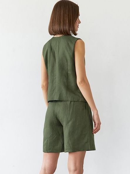 Ensemble gilet et short décontractés à col en V pour femmes