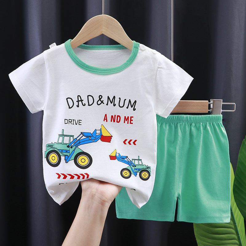 Ensemble t-shirt d'été à manches courtes pour enfant en pur coton