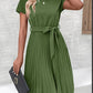 Women's Lace-Up Skirt Solid Color Pleated Dress
