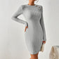 Slim-fit Sheath Knit Dress Long Sleeves New Elegant Mini Skirt