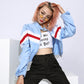 Geometric patchwork jacket baseball jersey
