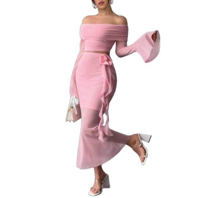Off-the-shoulder Top And Bodycon Skirt Set