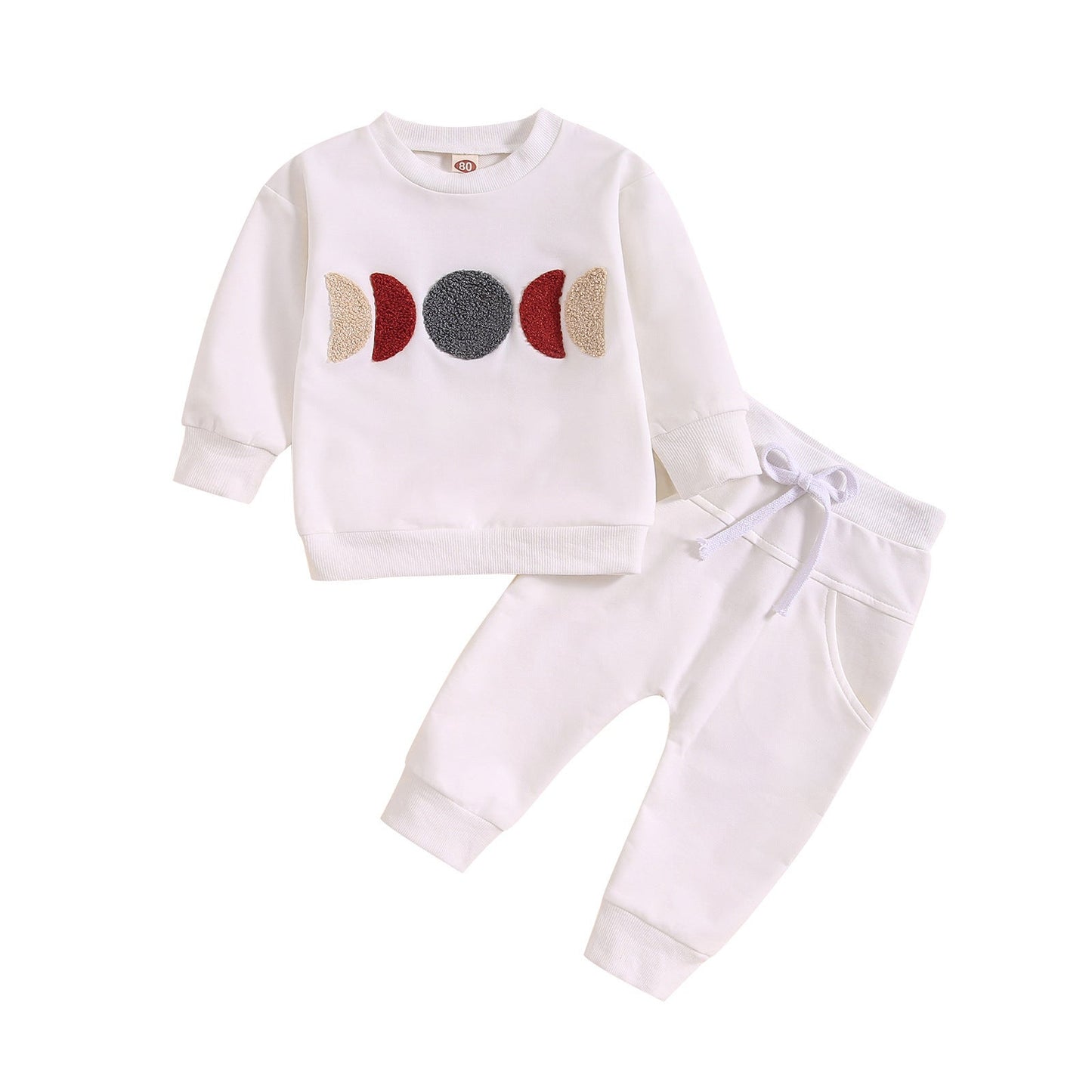 Solid Color Towel Embroidery Casual Long-sleeved Top And Trousers Two-piece Set