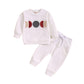 Solid Color Towel Embroidery Casual Long-sleeved Top And Trousers Two-piece Set