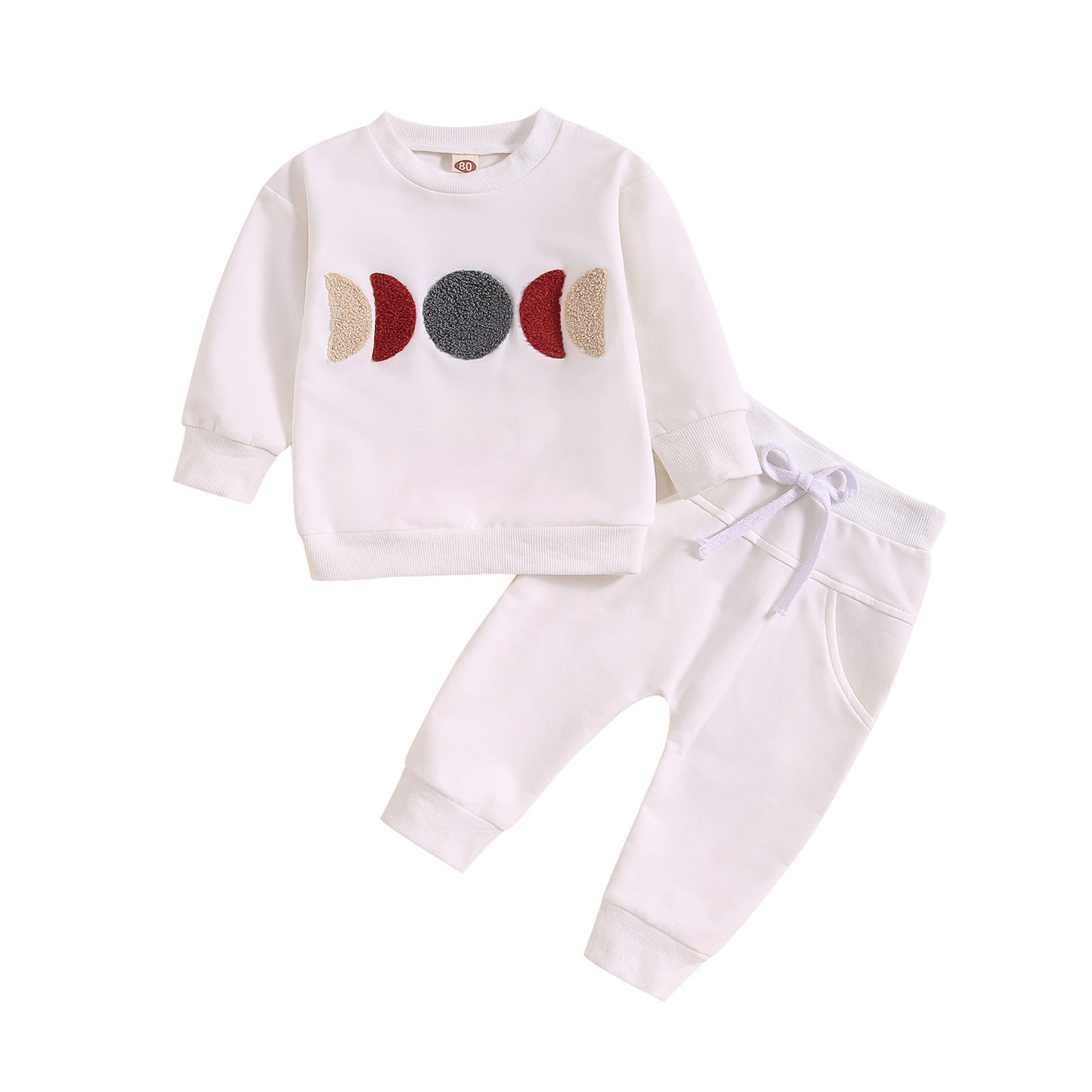 Solid Color Towel Embroidery Casual Long-sleeved Top And Trousers Two-piece Set