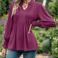 Women's Striped Puff Sleeve V-neck Top