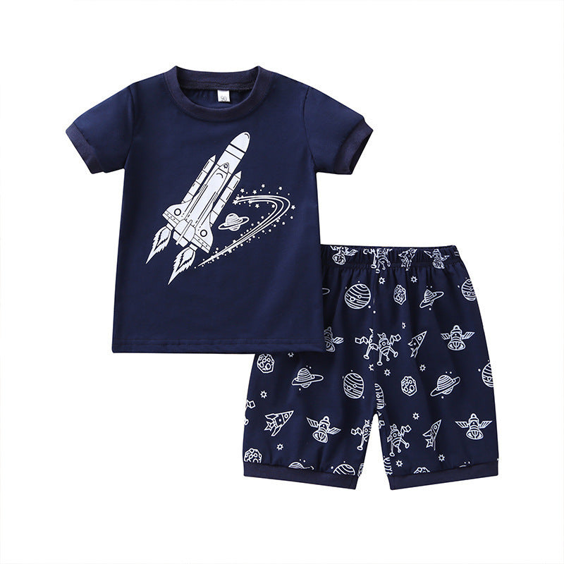 Nouveaux costumes d'été pour garçons européens et américains, shorts de dessin animé, vêtements deux pièces pour enfants, commerce extérieur en gros