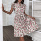 Robe plissée à fleurs et manches à volants, style européen et américain, à lacets