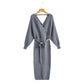 Women's Fashion Series Belt Waist Slit Dress