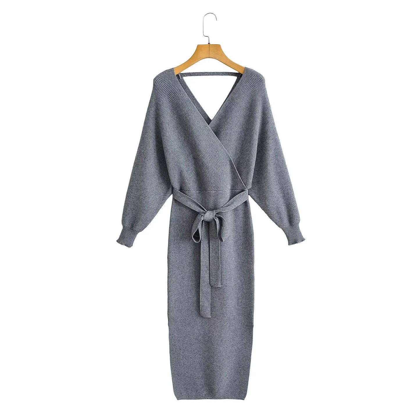 Women's Fashion Series Belt Waist Slit Dress