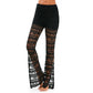 Summer Women Elegant Patchwork Sheer Pants Lace Trouser Pantalon Party Clubwear
