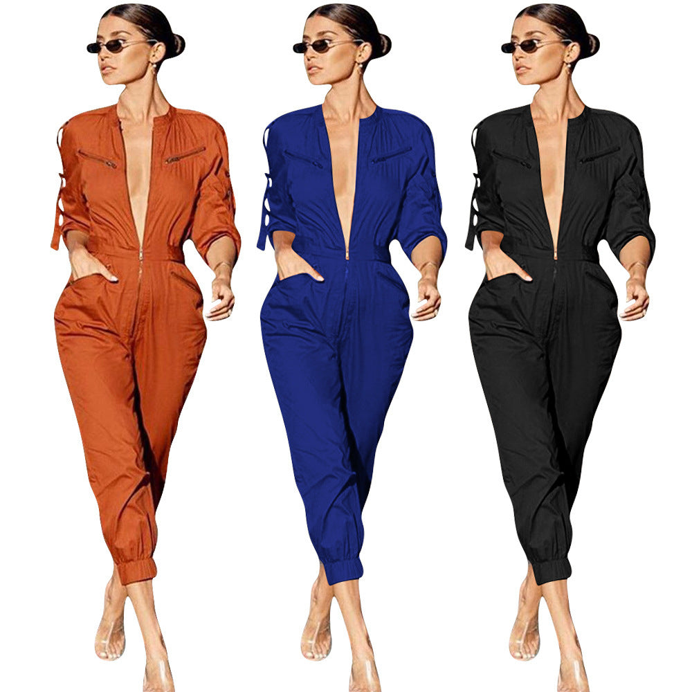 Casual micro - elastic jumpsuit