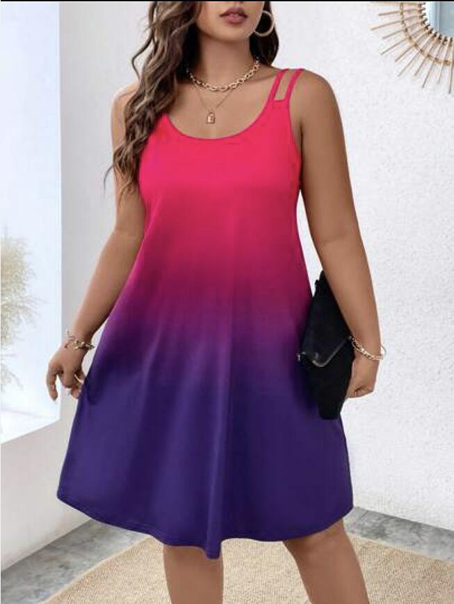 Women's Round Neck Gradient Printing Casual Camisole Dress