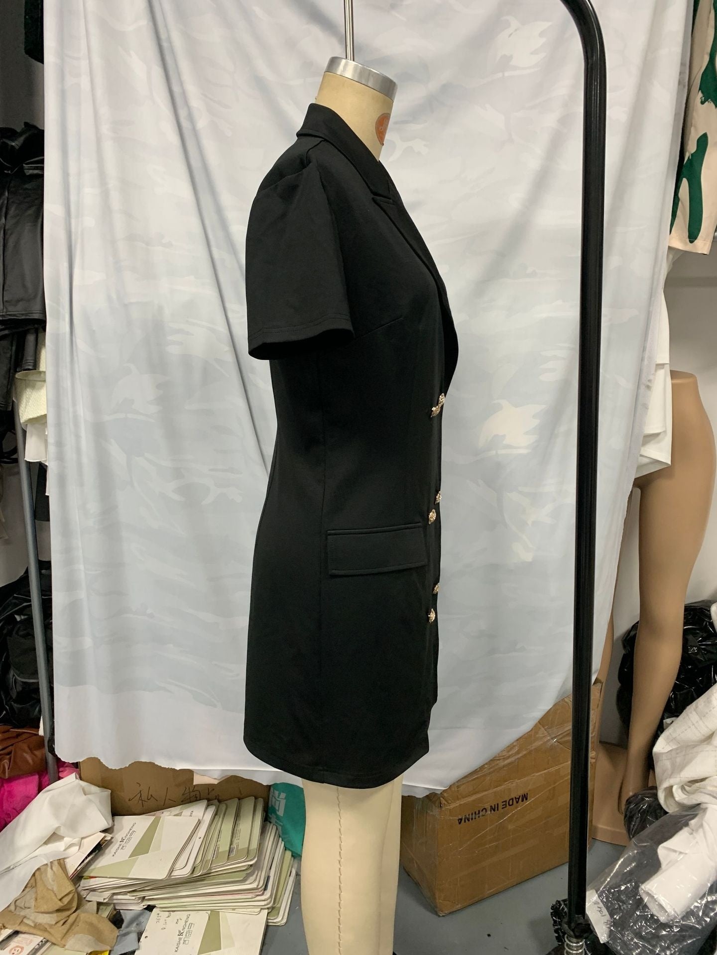 New Solid-color Short-sleeve Blazer-style Fashionable Casual Dress