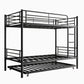 Twin Bunk Bed With Trundle Metal Bunkbeds With Ladder And Full-Length Guardrail, Noise Free, No Box Spring Needed, Black