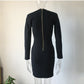 Knit Dress, Base Skirt, Temperament Was Thin, Solid Color V-Neck Long-Sleeved Hip Skirt
