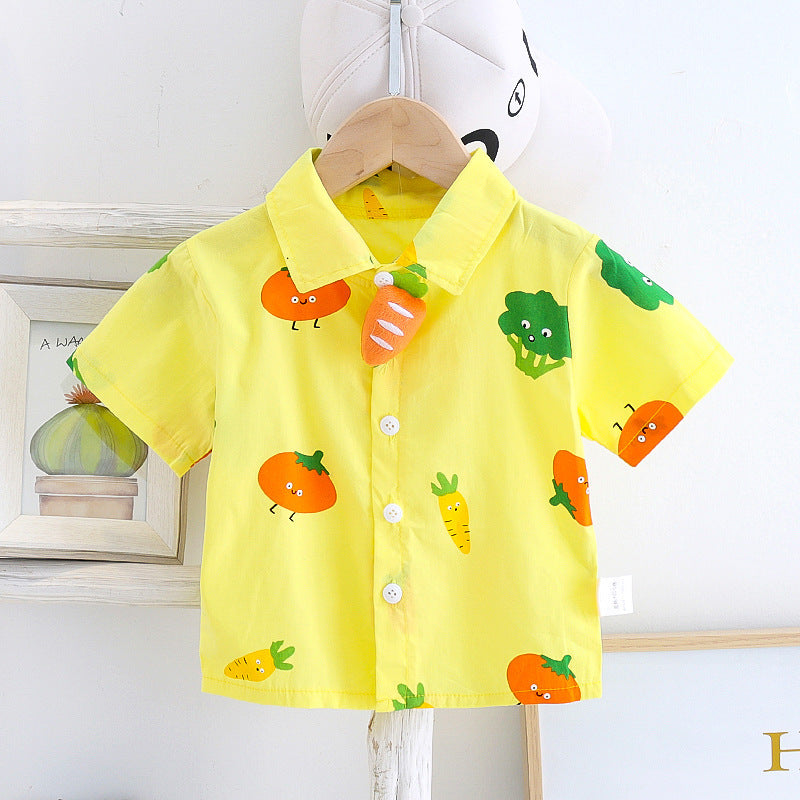 Children's Summer Cartoon Overalls T-shirt Suit