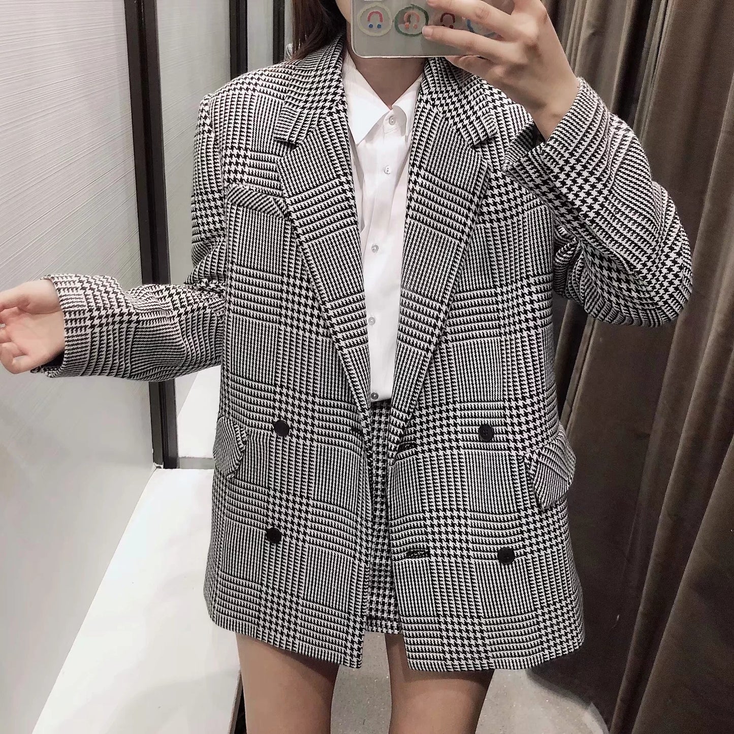Houndstooth casual suit jacket