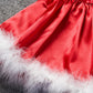 Robe de Noël en polaire blanche avec nœud