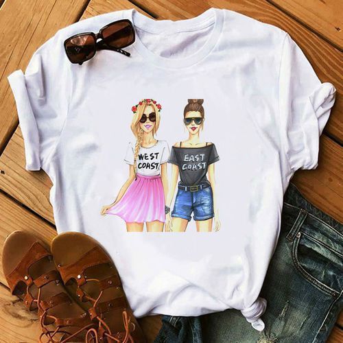 T-shirt ample à manches courtes et col rond pour femme
