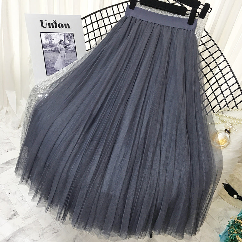 Women's solid color pleated skirt
