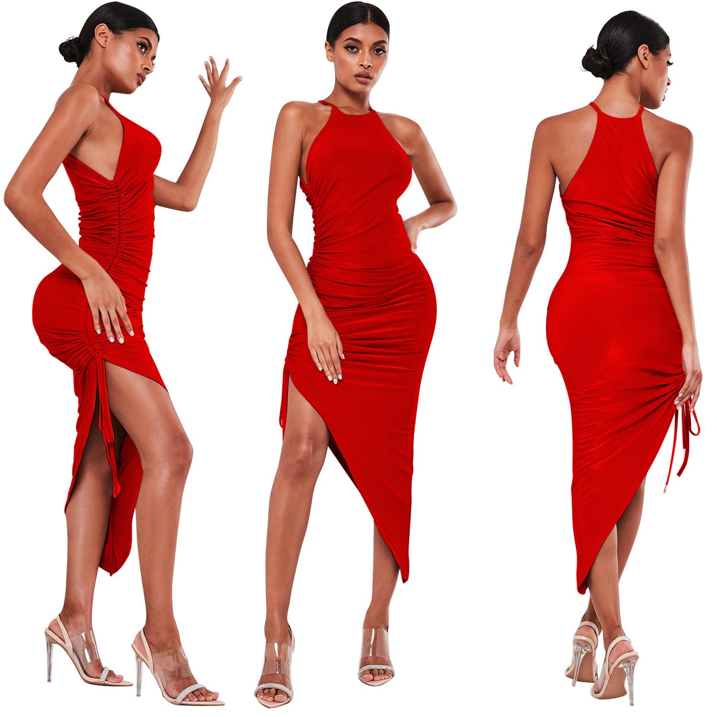 Robe irrégulière pour femme avec bretelles