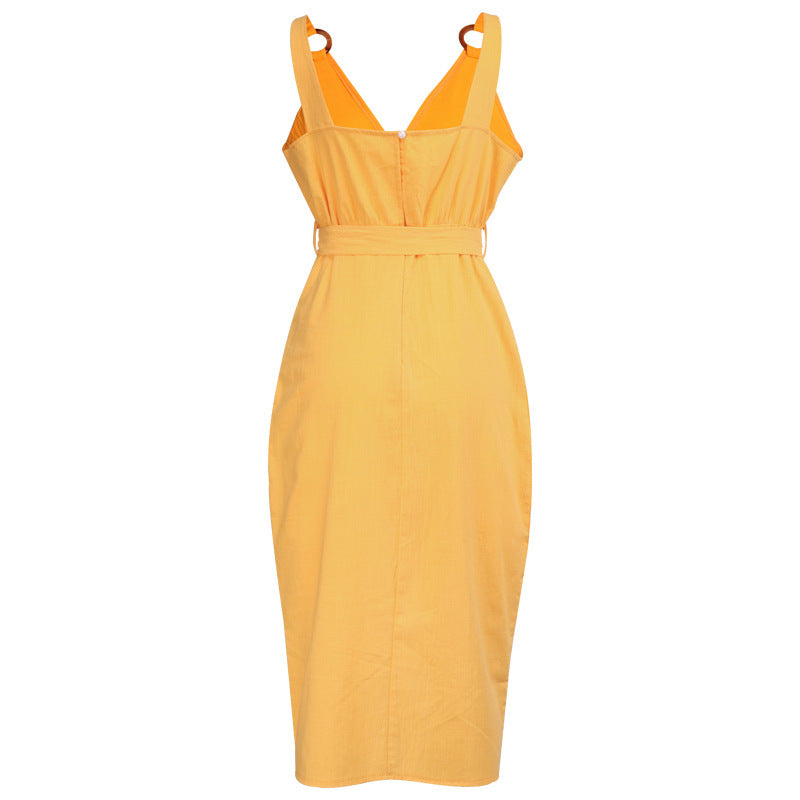 Solid color sleeveless dress