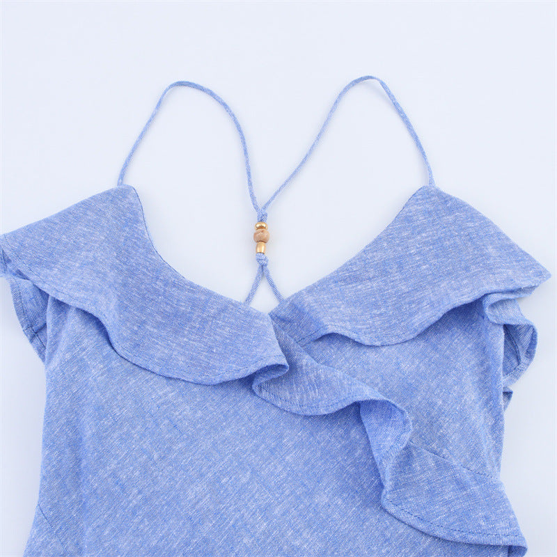 Fashion Laminated Decoration Sling Women's Dress