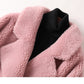 Manteau mi-long ample en laine de mouton pour femme