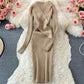 Retro Deep V-neck Knitted Dress