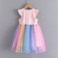 Girls' Simple Embroidered Lace Mesh Dress