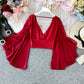 Chiffon Slim Ruffle Sleeve Shirt