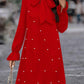 Women's Lace-up Bead Long Sleeve Solid Color Loose Dress