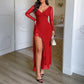 European And American Elegant Style Slip Dress With Slits