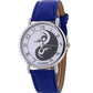 Women watch Yin-Yang Cute Cat Printed Faux Leather Band Analog Quartz Watch Clock Female