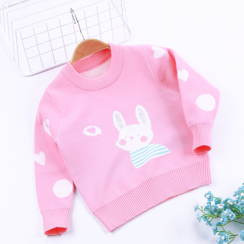 Le pull en tricot ne se décolore pas, j'adore le double manteau lapin blanc