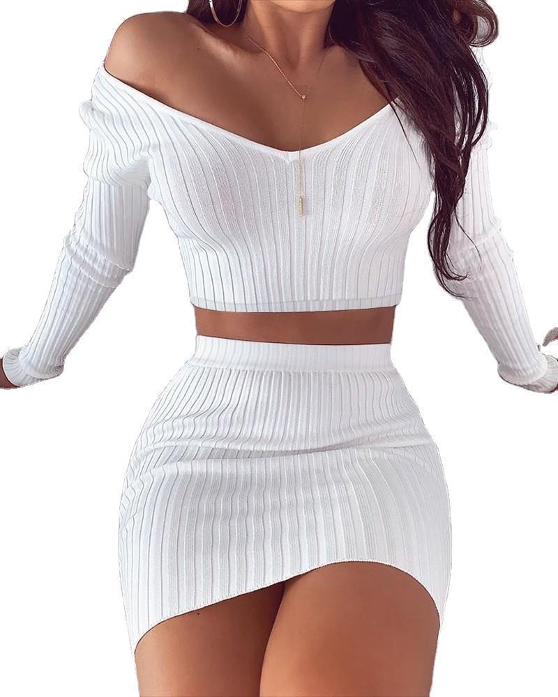 Jupe à col en V pour femme adulte, style femme, manches longues, couleur unie