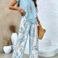 Fashionable Casual Short-sleeve Top And Wide-leg Pants Set