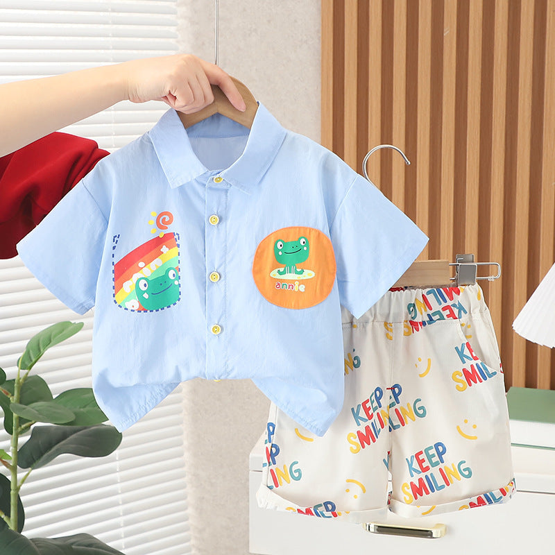 T-shirt à manches courtes motif grenouille arc-en-ciel pour homme et bébé