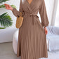 Temperament Dress Bohemian Ethnic Style Cross V-neck Pleated Skirt