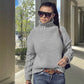 Loose Cable-knit Solid Color Turtleneck Sweater For Women