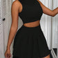 Casual Solid Color Round Neck Women's Vest Short Skirt Set